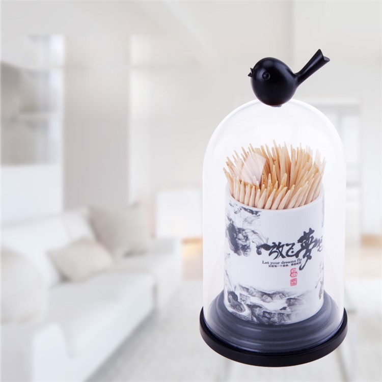 ANYA Birdcage Shape Plastic Toothpicks Holder Case - D720 / Black-2