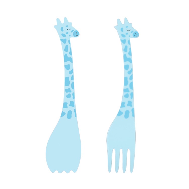 ANYA Cartoon Giraffe Spoon Fork Dessert Fork for Kids - Blue-1