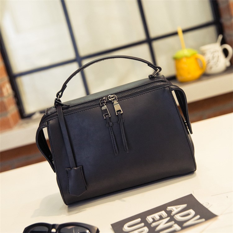 Fashion Lady Single Shoulder Bag PU Leather Handbag - Black-1