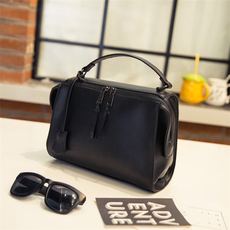 Fashion Lady Single Shoulder Bag PU Leather Handbag - Black-2