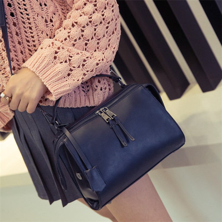 Fashion Lady Single Shoulder Bag PU Leather Handbag - Black-4