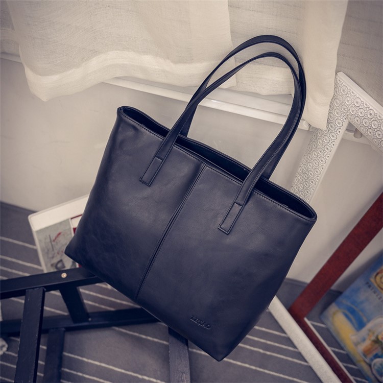 Fashion Ladies PU Leather Handbag Tote Shoulder Bag - Black-1