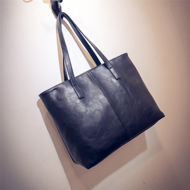 Fashion Ladies PU Leather Handbag Tote Shoulder Bag - Black-4