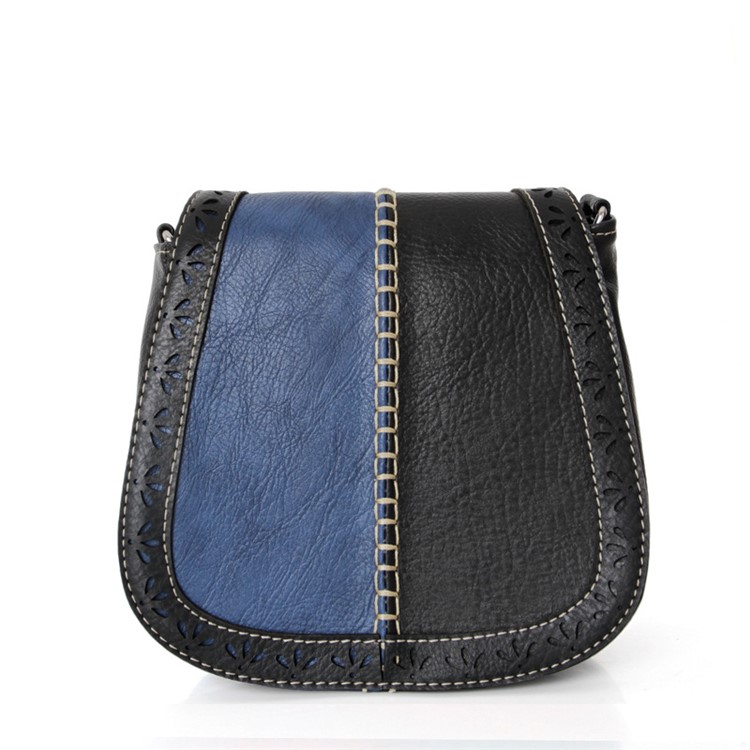 Contrasting Color Hollow Flower Messenger Bag for Women - Black-1