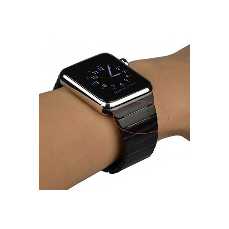 316L Edelstahlarmband Mit Schmetterlingsschnalle Für Apple Watch 38mm Serie 3 Serie 1 Serie 2 - Schwarz-2