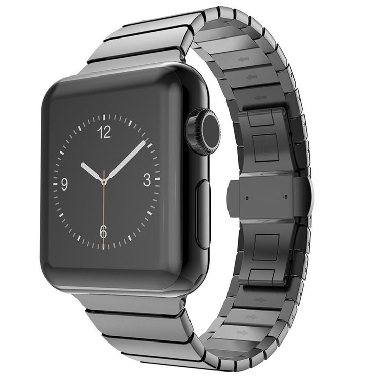 316L Edelstahlarmband Mit Schmetterlingsschnalle Für Apple Watch 38mm Serie 3 Serie 1 Serie 2 - Schwarz-4