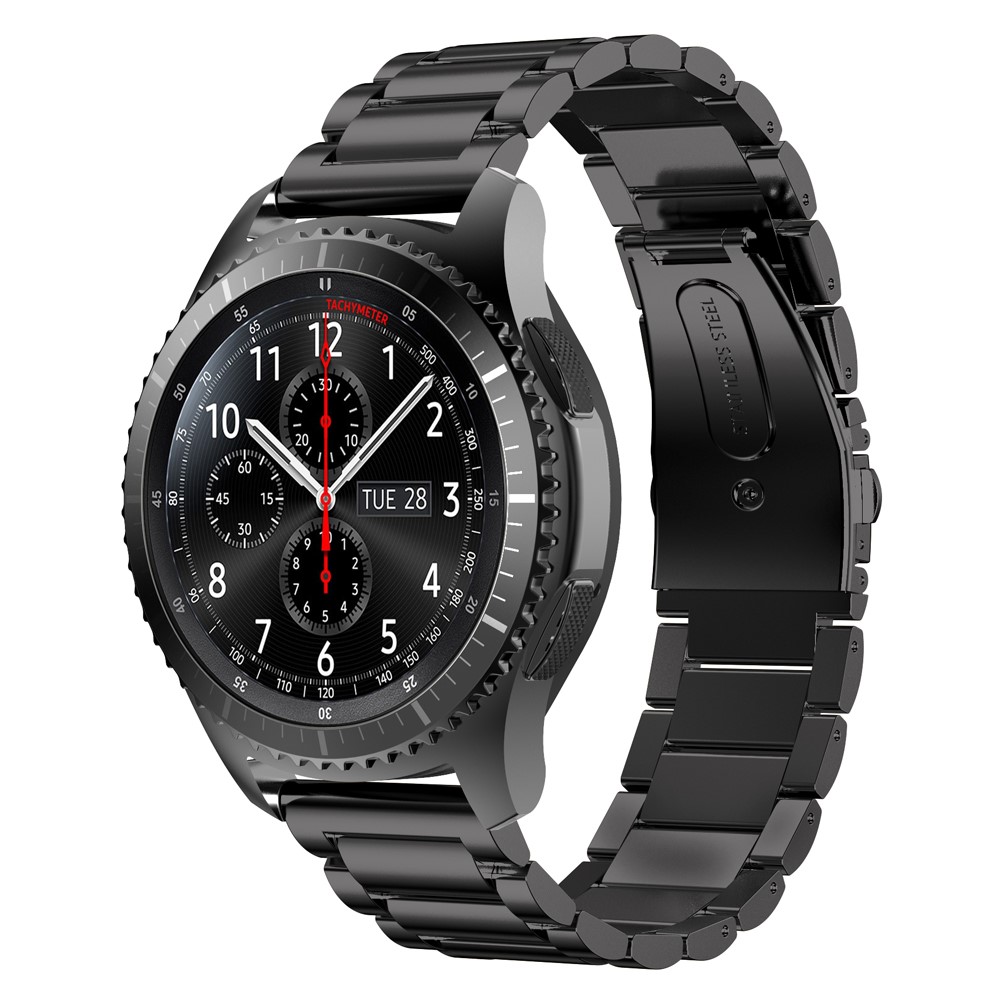 Banda De Reloj De Acero Inoxidable Clásico Universal De 22 Mm Para Samsung Gear S3 Frontier / Garmin Active, Etc. - Negro