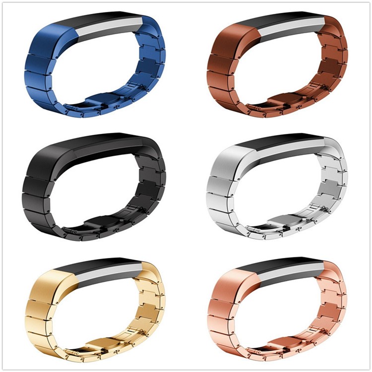 Stainless Steel Replacement Smart Watchband for Fitbit Alta - Black-4