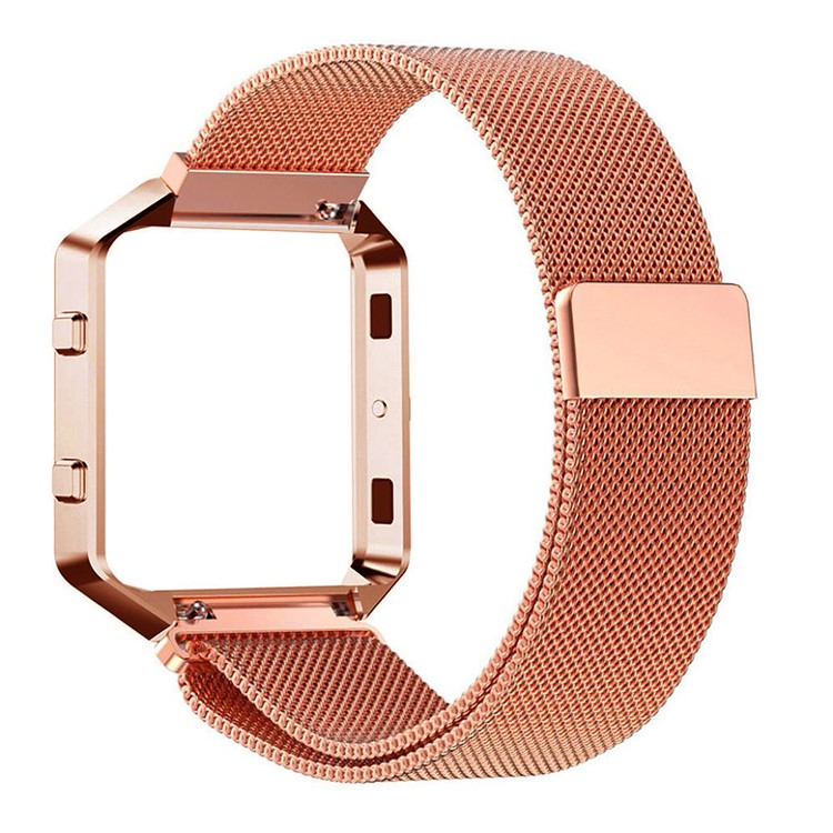 Luxury Milanese Stainless Steel Mesh Magnetic Watch Strap with Metal Frame for Fitbit Blaze - Rose Gold Color-2