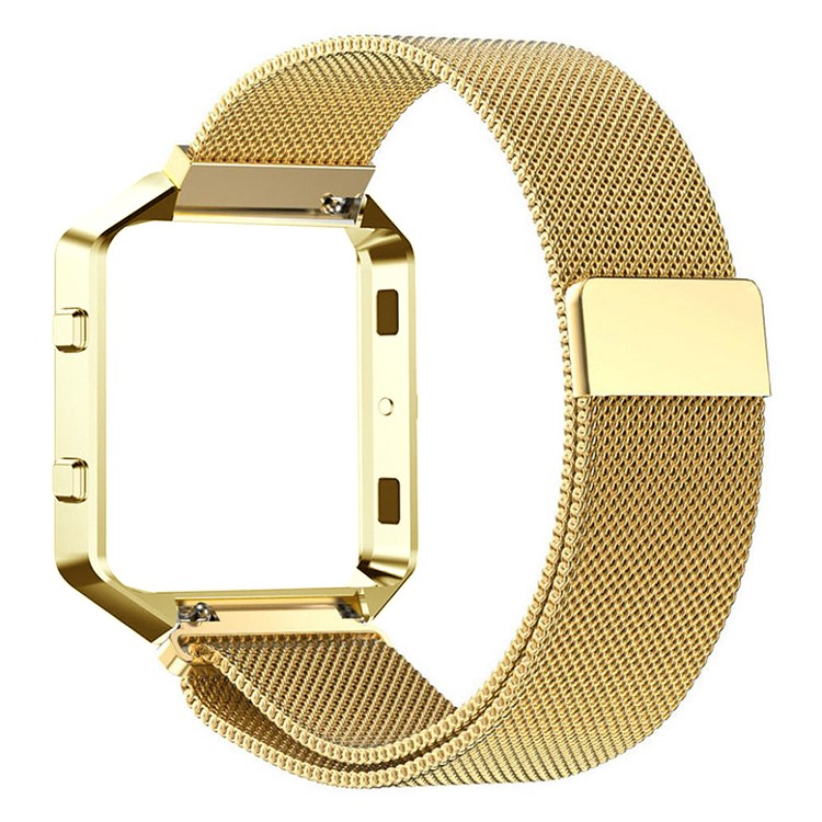 Luxury Milanese Stainless Steel Magnetic Watch Band with Bumper Frame for Fitbit Blaze - Gold Color-2