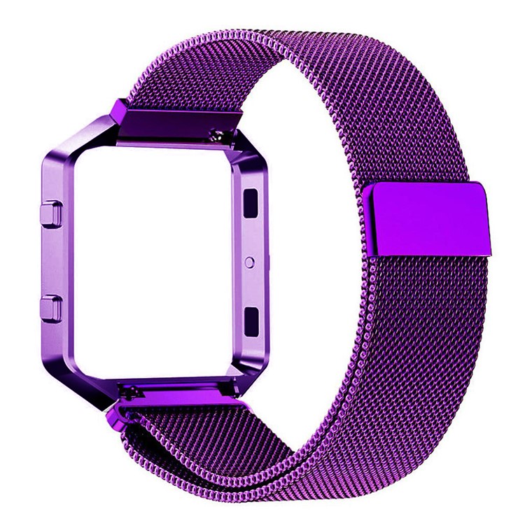 Magnetic Milanese Stainless Steel Mesh Watch Strap with Bumper Frame for Fitbit Blaze - Dark Purple-2