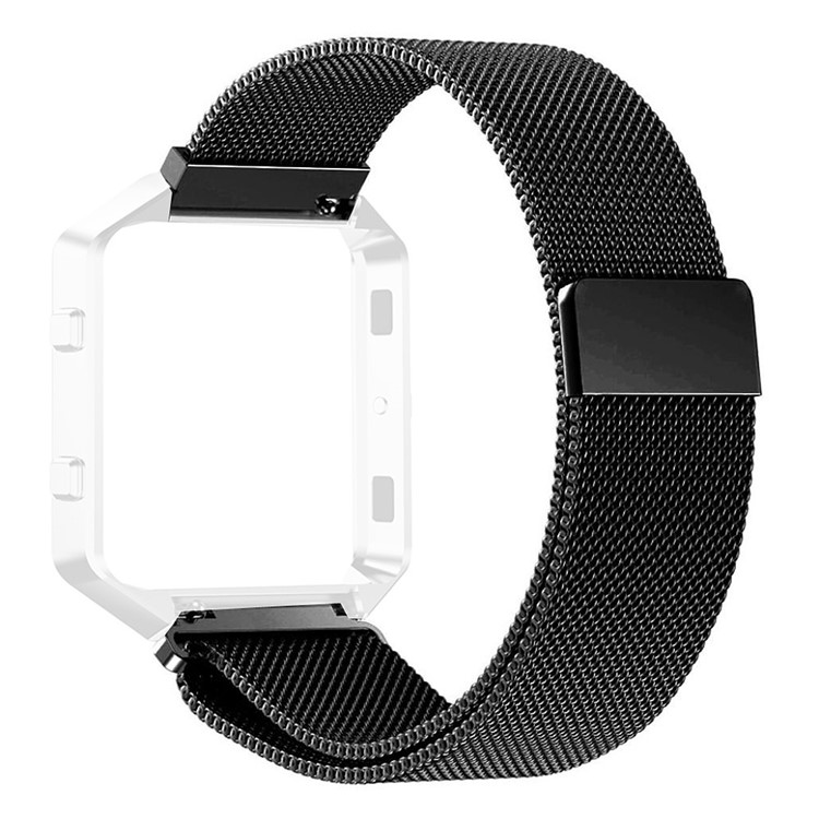 Milanese Loop Stainless Steel Magnetic Watch Strap without Frame Bumper for Fitbit Blaze - Black-2
