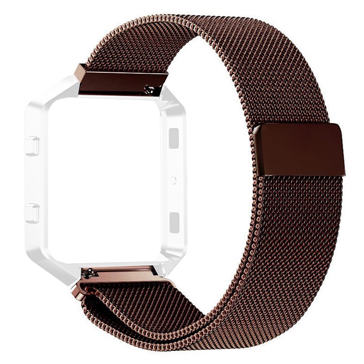 Milanese Loop Band 316L Stainless Steel Magnetic Watch Strap without Frame Bumper for Fitbit Blaze - Coffee-2