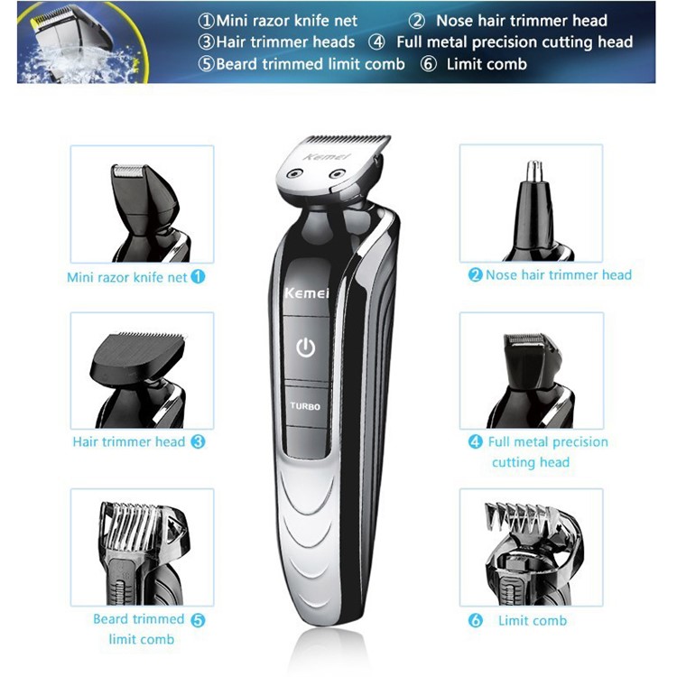 KEMEI1832 5-in-1 Rechargeable Electric Shaver Groomer Trimmer Hair Care home Travel Set - Black / EU Plug-1
