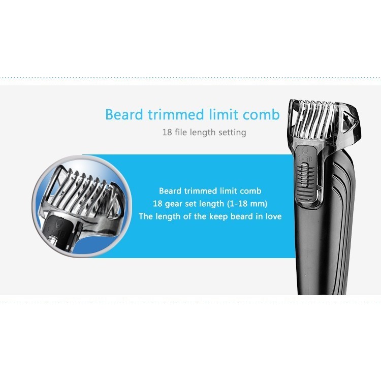 KEMEI1832 5-in-1 Rechargeable Electric Shaver Groomer Trimmer Hair Care home Travel Set - Black / EU Plug-12