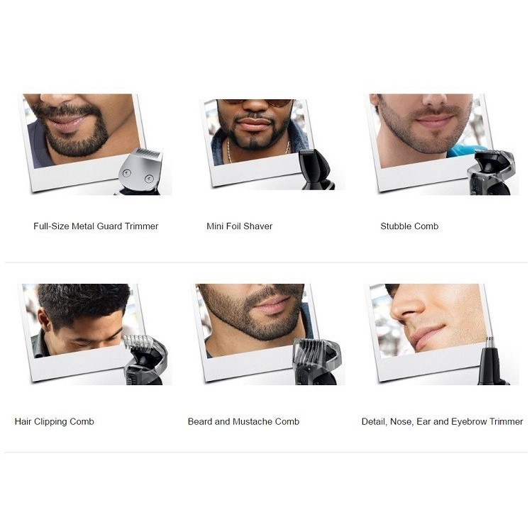 KEMEI1832 5-in-1 Rechargeable Electric Shaver Groomer Trimmer Hair Care home Travel Set - Black / EU Plug-13