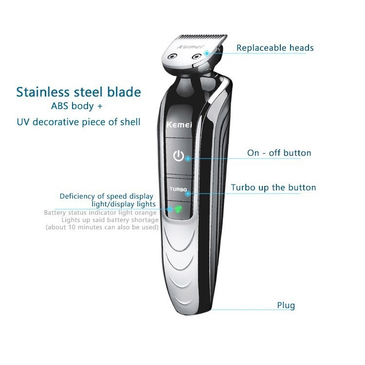 KEMEI1832 5-in-1 Rechargeable Electric Shaver Groomer Trimmer Hair Care home Travel Set - Black / EU Plug-5