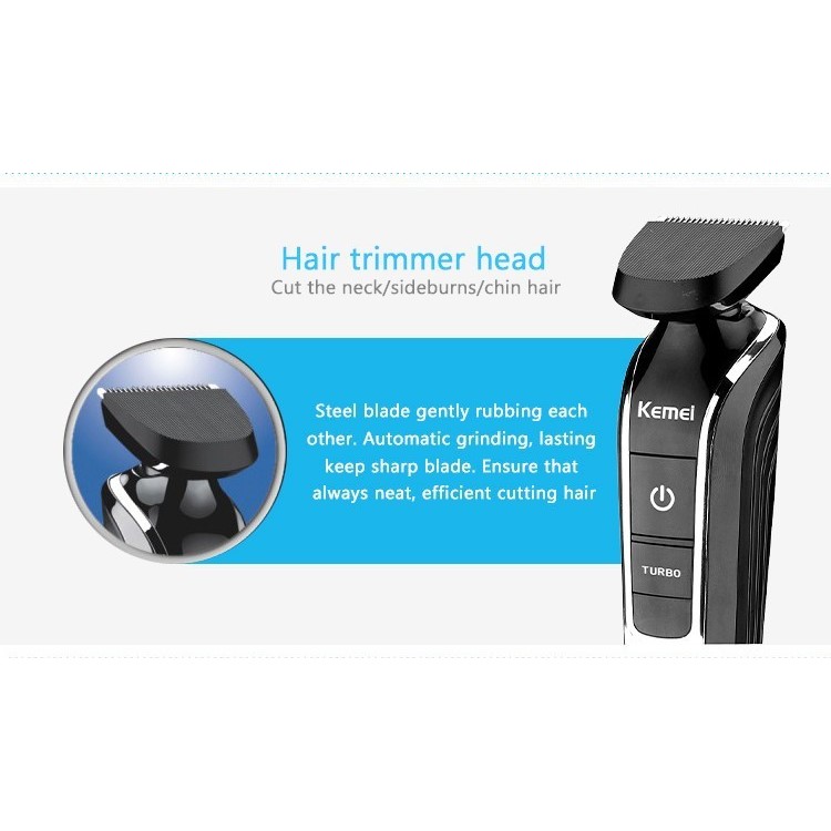 KEMEI1832 5-in-1 Rechargeable Electric Shaver Groomer Trimmer Hair Care home Travel Set - Black / EU Plug-6
