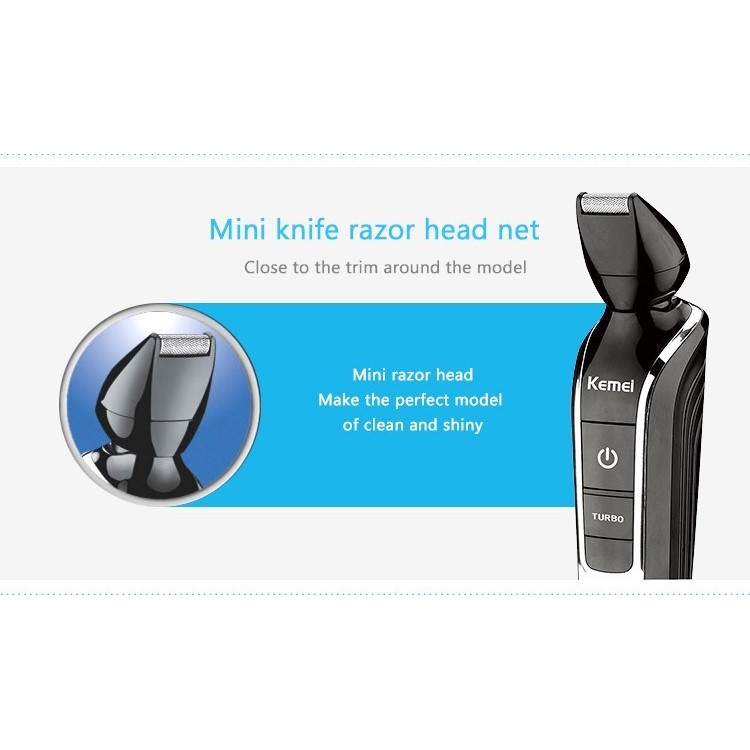 KEMEI1832 5-in-1 Rechargeable Electric Shaver Groomer Trimmer Hair Care home Travel Set - Black / EU Plug-8