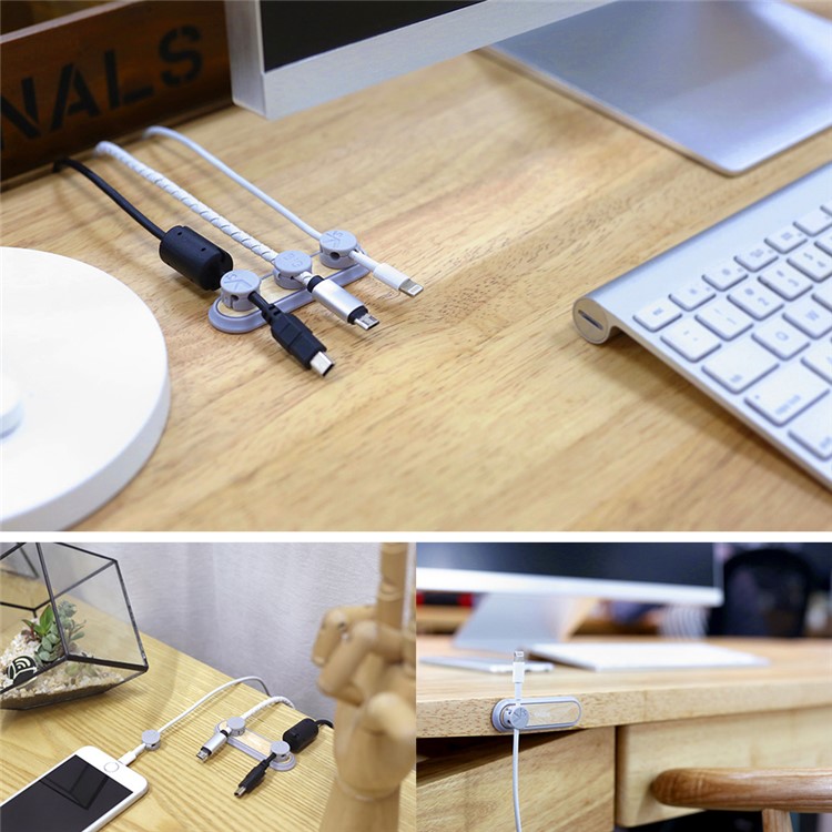 BCASE TUP2 Wooden Magnetic Cable Clips Multipurpose USB Cable Organizer - Walnut Wood-8