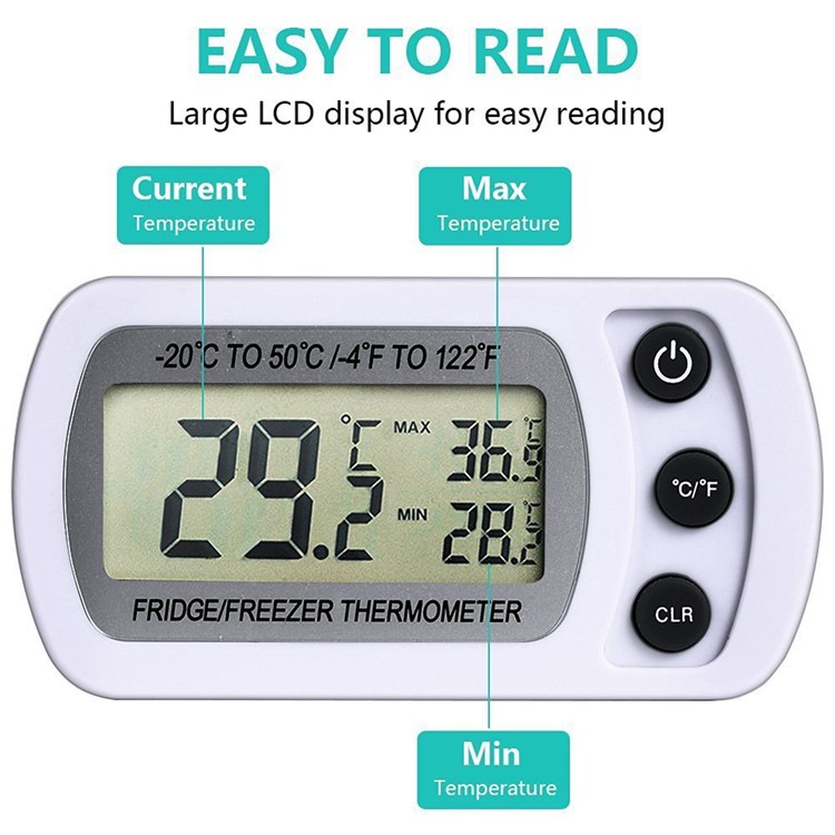 Digitales Gefrierschrankthermometer Des Haushalts Supermarktes Mit Hakenstand - Weiß-7