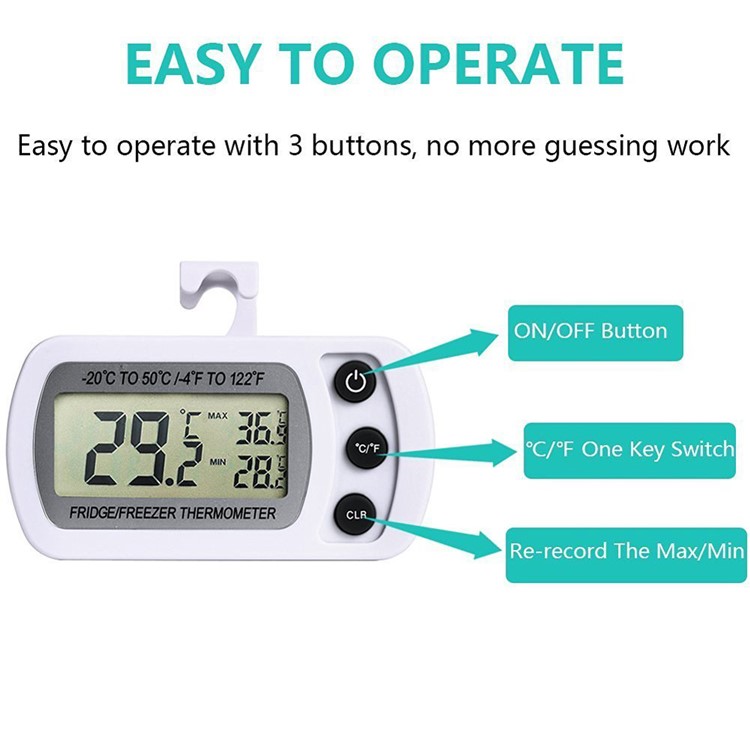 Digitales Gefrierschrankthermometer Des Haushalts Supermarktes Mit Hakenstand - Weiß-8