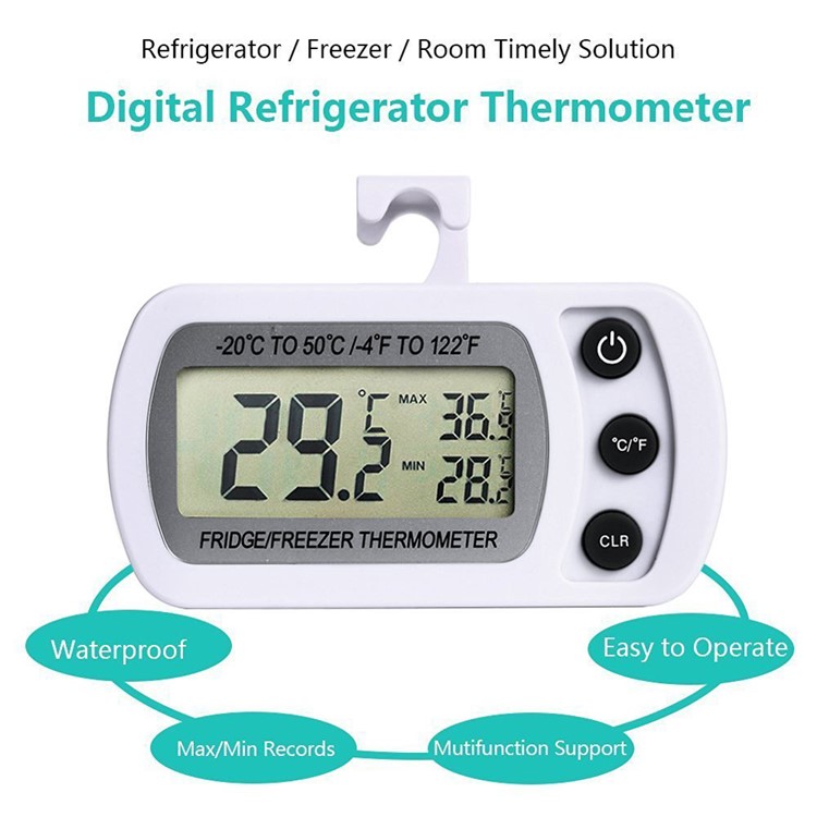 Digitales Gefrierschrankthermometer Des Haushalts Supermarktes Mit Hakenstand - Weiß-9