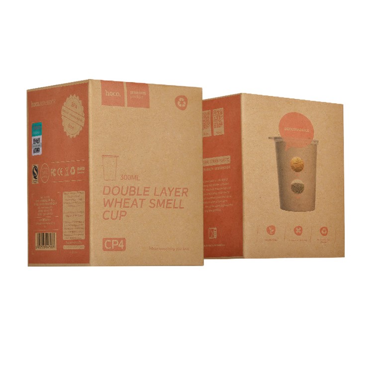 HOCO CP4 Dual-layer Wheat Smell 300ML Coffee Hot Water Mug Cup - Pink-5
