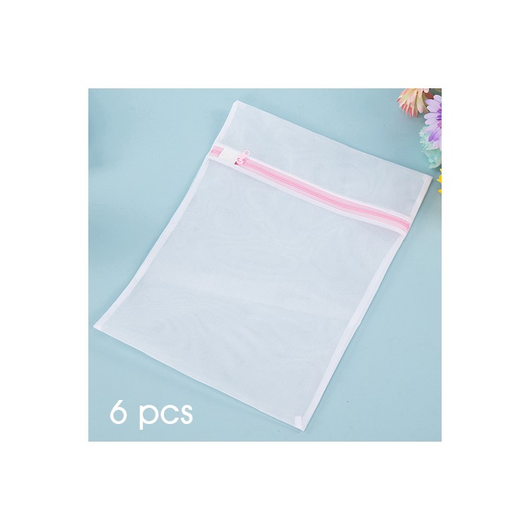 6Pcs/Lot Thickened Fine Mesh Laundry Bags Hosiery Square Washing Bag, Size: 30 x 40cm-1