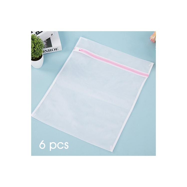 6Pcs/Lot Square Fine Mesh Zippered Washing Bags Thickened Laundry Bag, Size: 50 x 60cm-1