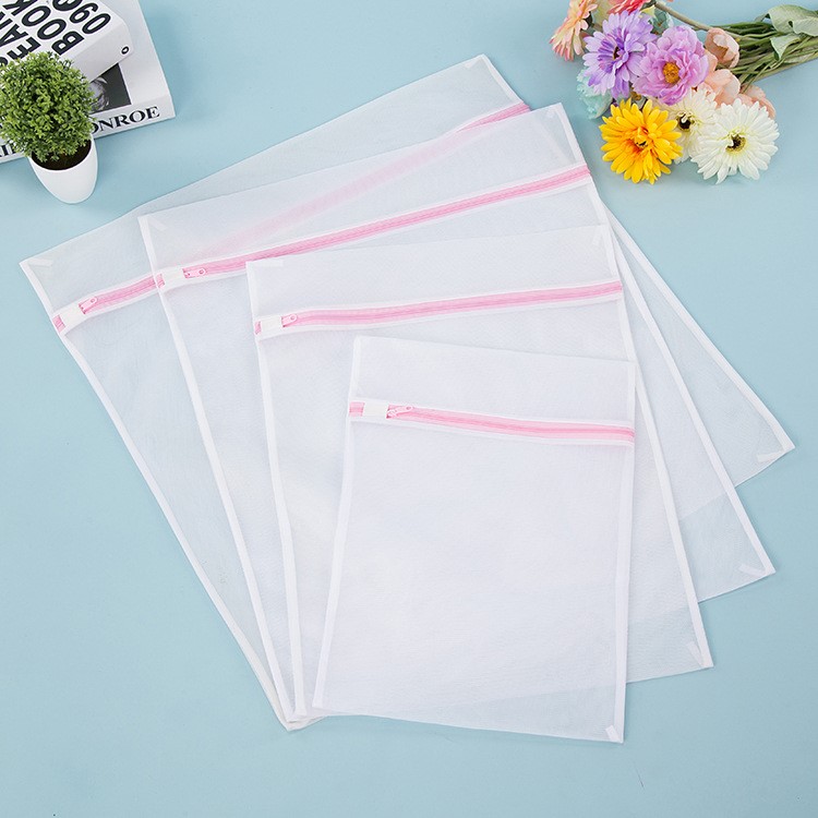 6Pcs/Lot Square Fine Mesh Zippered Washing Bags Thickened Laundry Bag, Size: 50 x 60cm-6