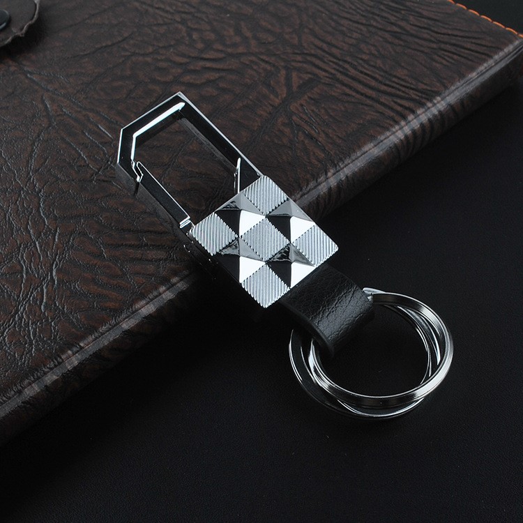 Genuine Leather Metal Key Chain Car Key Ring for Men-1