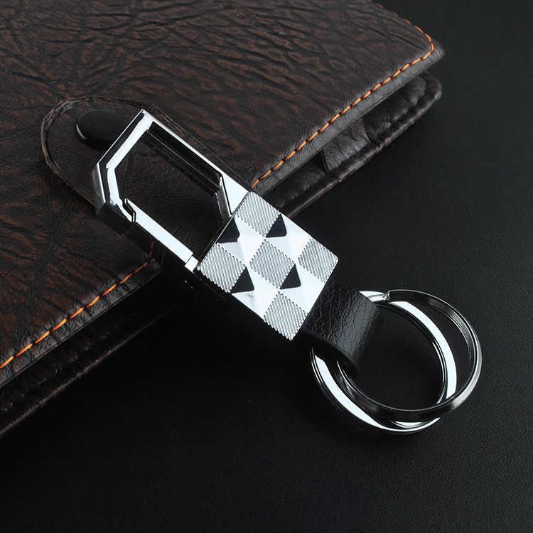 Genuine Leather Metal Key Chain Car Key Ring for Men-2
