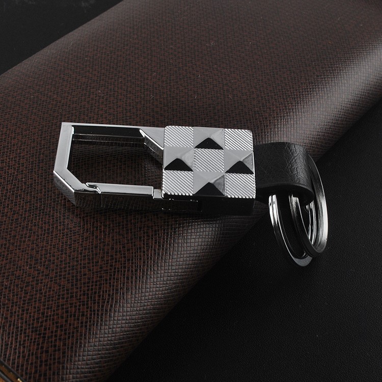 Genuine Leather Metal Key Chain Car Key Ring for Men-3