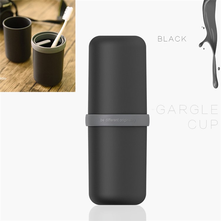 USAR Capsule Design Travel Gargle Cup Toothbrush Toothpaste Storage Box - Black-1