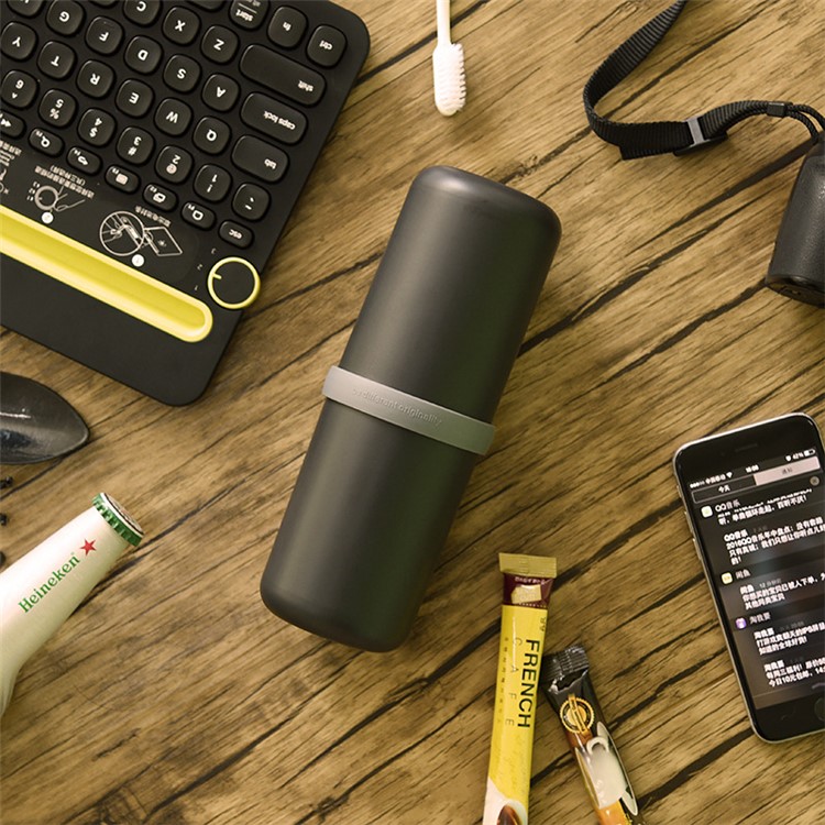 USAR Capsule Design Travel Gargle Cup Toothbrush Toothpaste Storage Box - Black-4