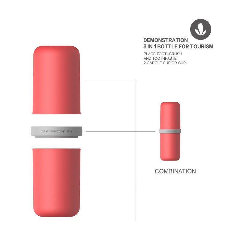 USAR Capsule Portable Travel Gargle Cup Toothbrush Toothpaste Storage Box - Pink-3