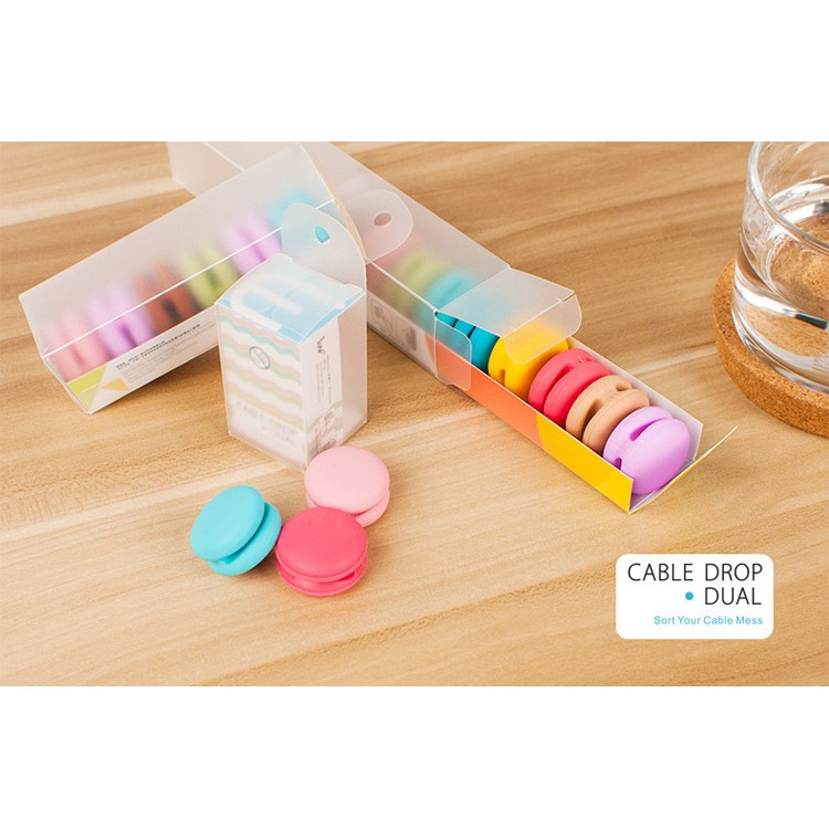 FUNENJOY 6PCS Silicone Macaron Desktop Cable Organizer Sticky Winder Clamp (Random Color)-10
