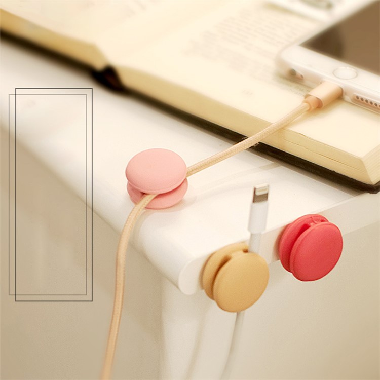 FUNENJOY 6PCS Silicone Macaron Desktop Cable Organizer Sticky Winder Clamp (Random Color)-2