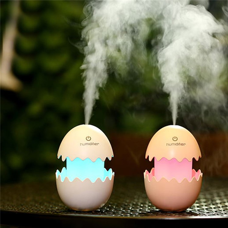 Mini Funny Egg Desktop Mist Humidifier LED Night Light for Home Office Car - White-12