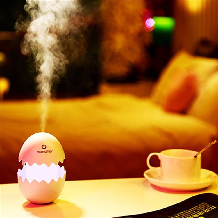 Mini Funny Egg Desktop Mist Humidifier LED Night Light for Home Office Car - White-13