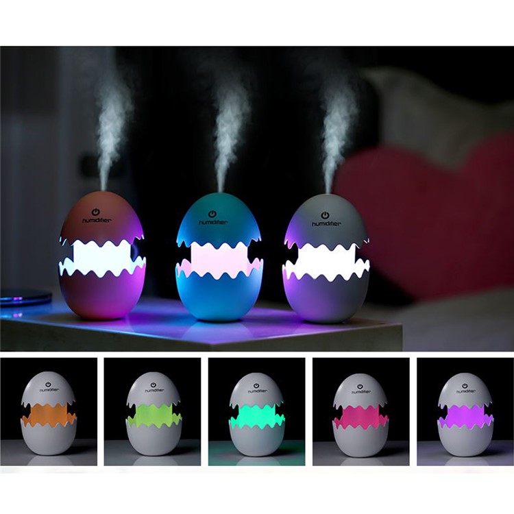 Mini Funny Egg Desktop Mist Humidifier LED Night Light for Home Office Car - White-16
