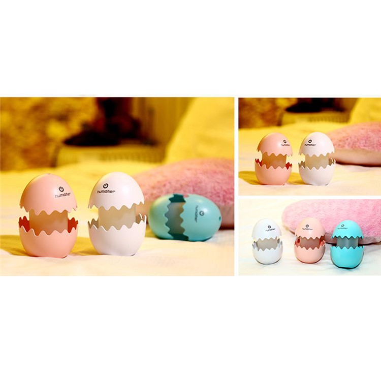 Mini Funny Egg Desktop Mist Humidifier LED Night Light for Home Office Car - White-17