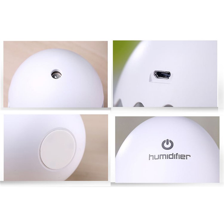 Mini Funny Egg Desktop Mist Humidifier LED Night Light for Home Office Car - White-22