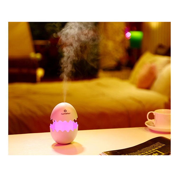 Mini Funny Egg Desktop Mist Humidifier LED Night Light for Home Office Car - White-26