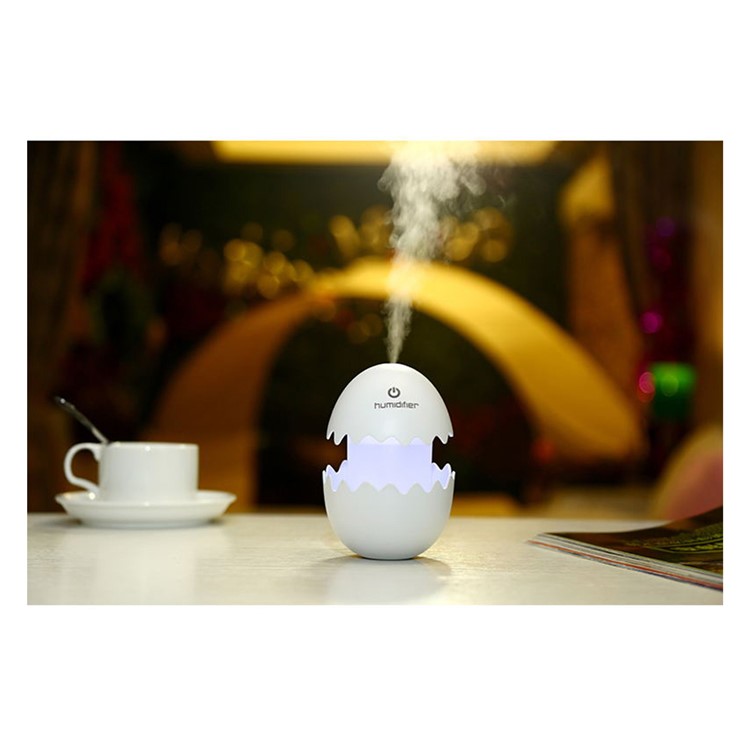 Mini Funny Egg Desktop Mist Humidifier LED Night Light for Home Office Car - White-28
