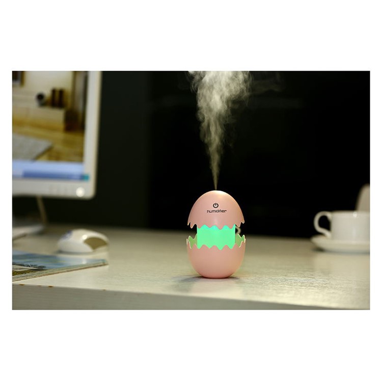Mini Funny Egg Desktop Mist Humidifier LED Night Light for Home Office Car - White-29
