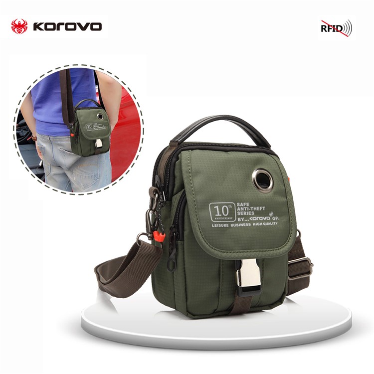 KOROVO RFID Signal Shielding Shoulder Bag Anti-degaussing Anti-theft Wallet Case Anti-theft Waist Bag (B9802) - Army Green-1