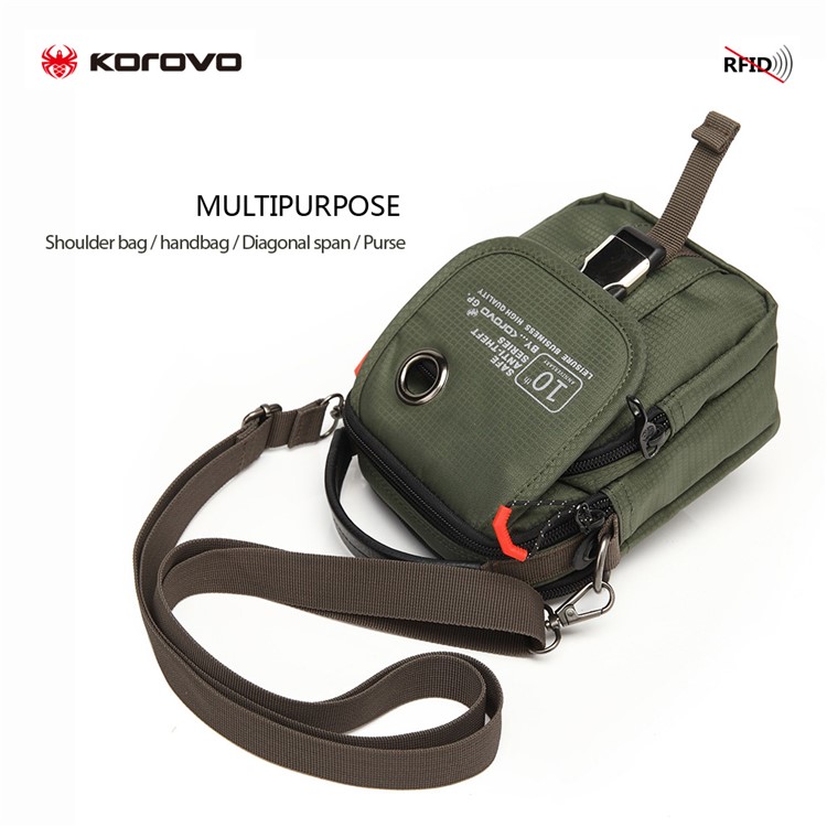 KOROVO RFID Signal Shielding Shoulder Bag Anti-degaussing Anti-theft Wallet Case Anti-theft Waist Bag (B9802) - Army Green-11
