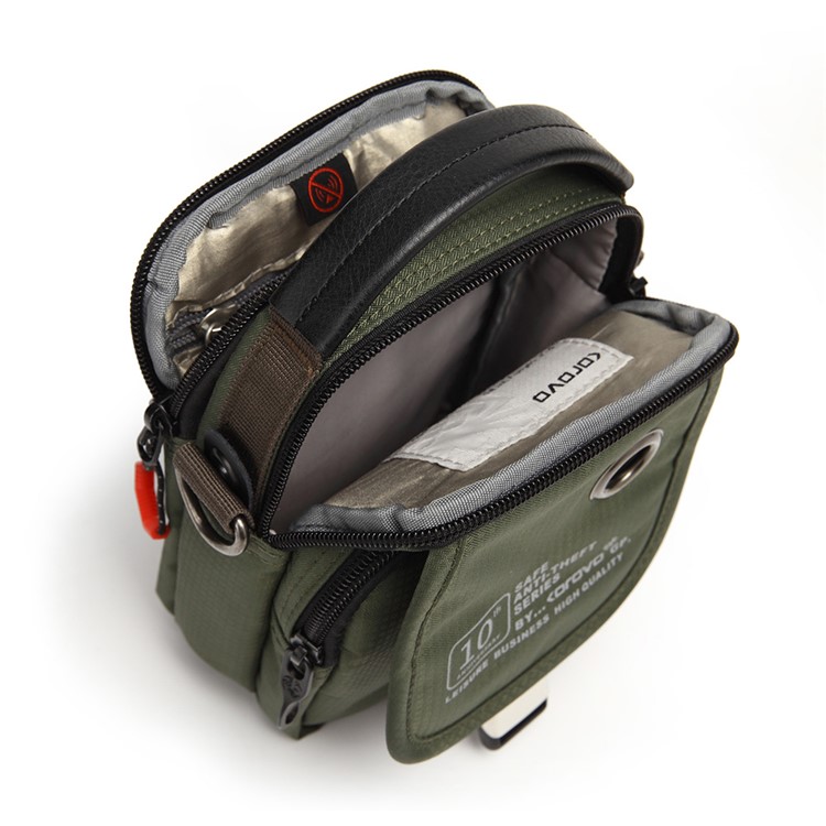 KOROVO RFID Signal Shielding Shoulder Bag Anti-degaussing Anti-theft Wallet Case Anti-theft Waist Bag (B9802) - Army Green-12